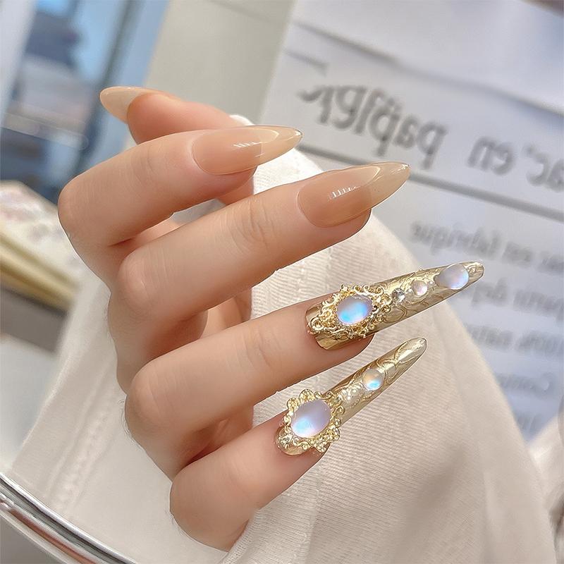 5Pcs Nail Accessory Metal Diamond Holder Retro Light Luxury Three-Dimensional Gold Silver Nail Drill Alloy Base Decoration