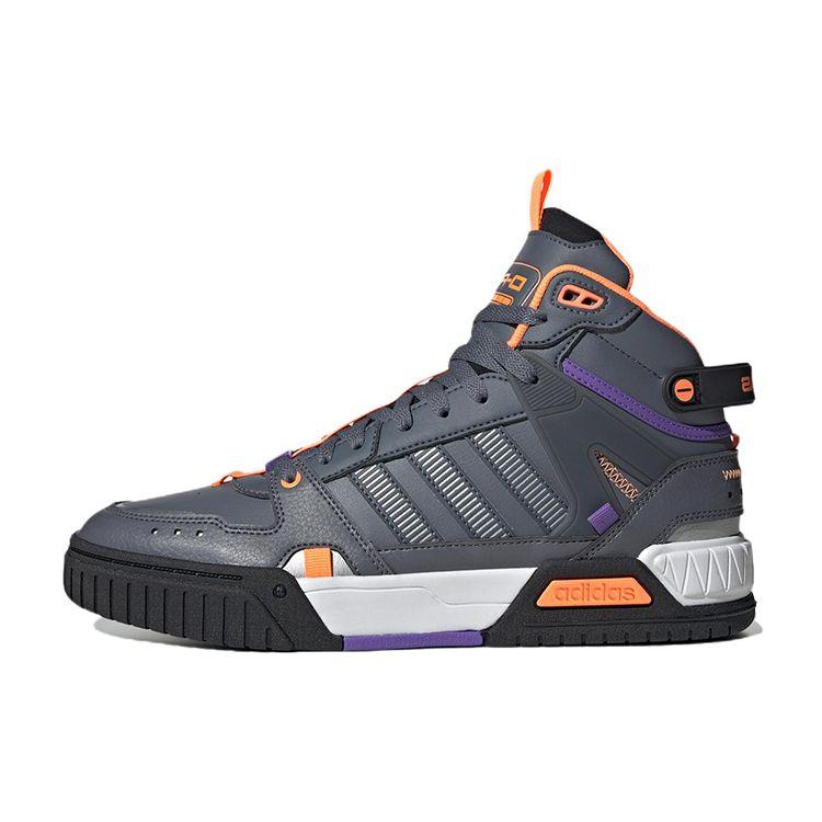 Adidas Neo D-Pad Mid Casual Slip-Resistant Durable High-Top Skate Shoes Unisex Sneakers Gray Orange HQ4231