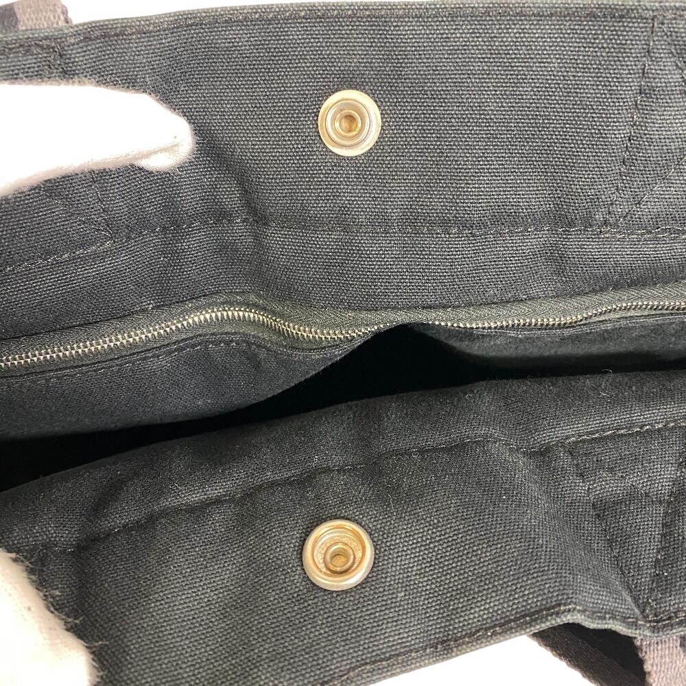 Hermes Stripe Canvas Fool Toe Tote GM Tote Bag Black Canvas Unisex Used