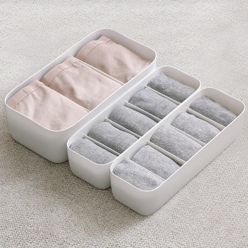 Plastic 3-Compartment Desktop Organizer Box for Socks & Underwear