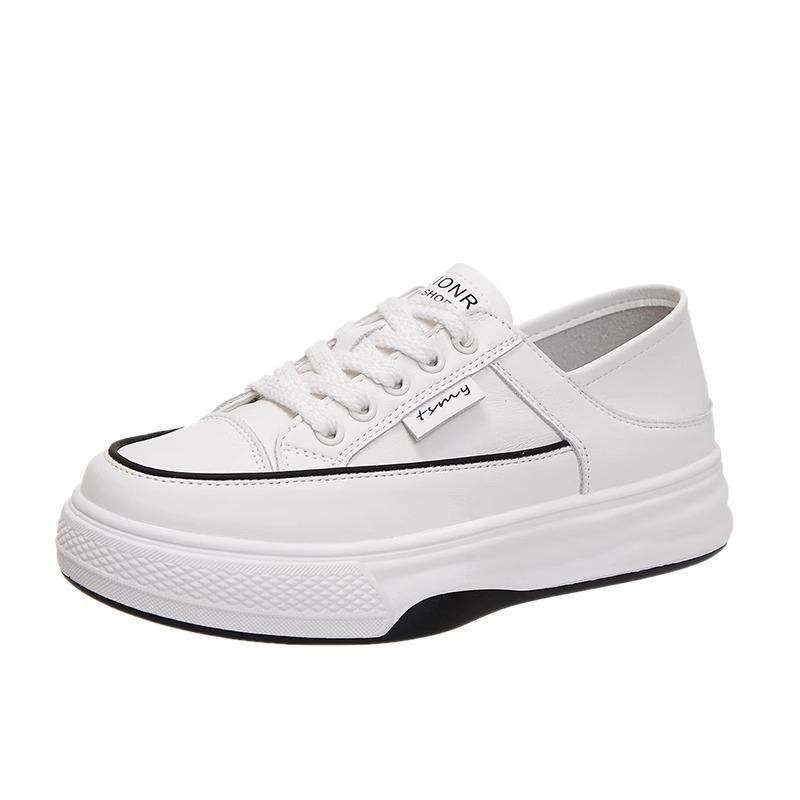 Leather Platform White Shoes Women's Spring and Summer New Versatile Soft Sole Two Wear Casual Single Shoes Sports Shoes Board Shoes