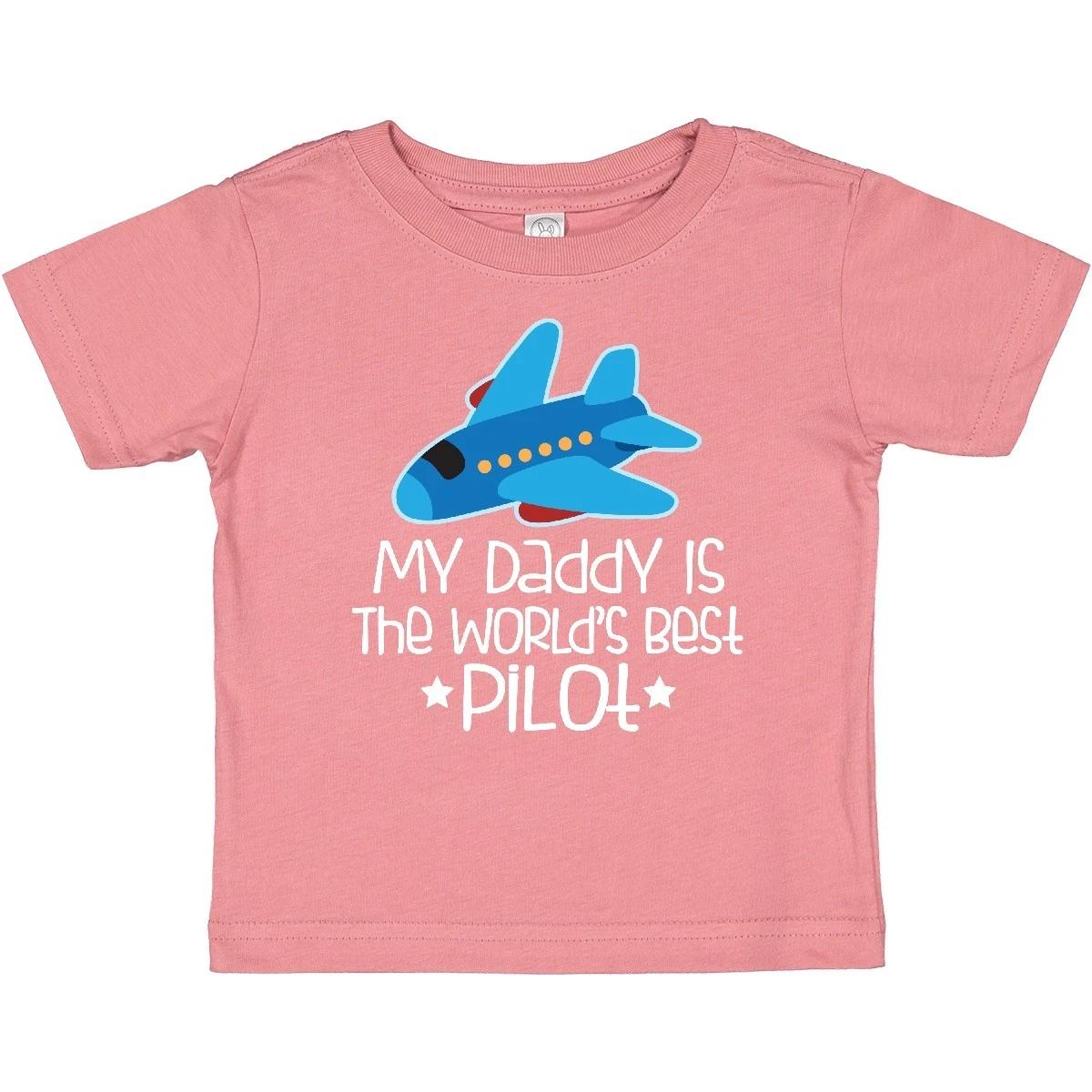 Inktastic Daddy Is Worlds Best Pilot Airplane Childs Baby T-Shirt Plane Dad Boys 100