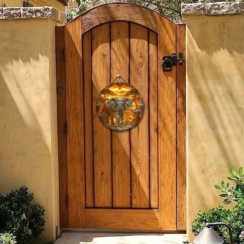 Wooden Charming Elephant Wall Hanging - Perfect for Door, Wall, Home, Room, Farmhouse, Street, Shop, Garage, Bar, Garden, and Coffee House Decor KTY