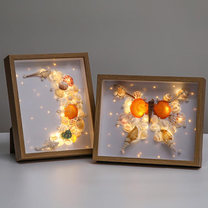 Handmade Shell Art Night Light & Photo Frame