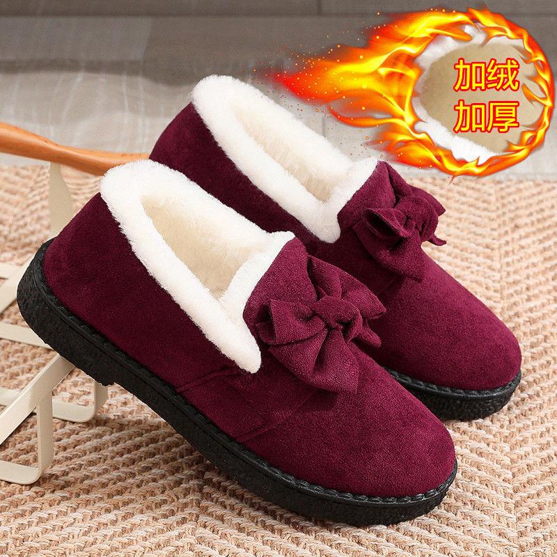 One-pedal cotton shoes women's velvet thickened warm snow boots short student winter women's shoes mother middle-aged and elderly short boots