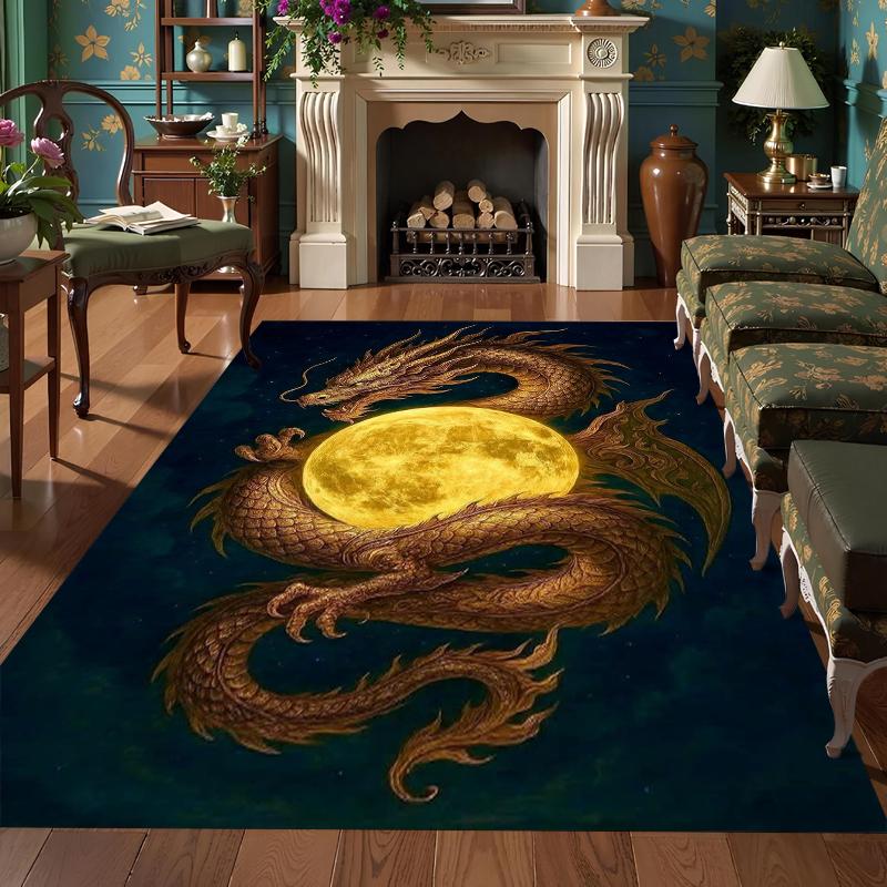 Dragon Carpet Mat Rug Home Decoration Living Room Bedroom Floor Decor Fantasy Western Style Non Slip Rugs Living Room Decoration