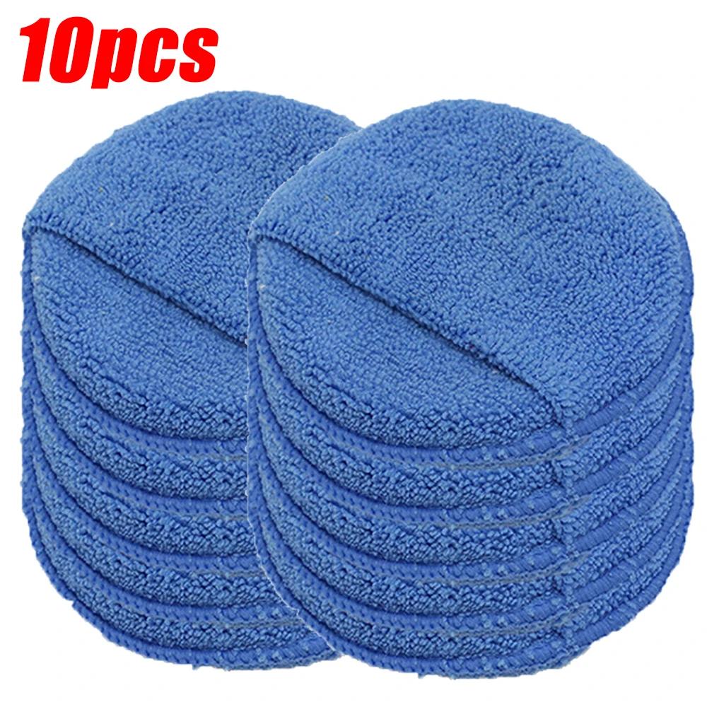 10Pcs Car Waxing Polish Sponges 5 Inch Car Detailing Wax Applicator Pads Round Pocket Microfiber Foam Sponges Car Cleaning Tools