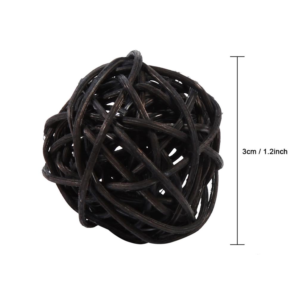 20 Stück Dekorative Rattan-Kugeln Ornamente Hochzeit Weihnachten Geburtstagsfeier Dekorationen (Schwarz)