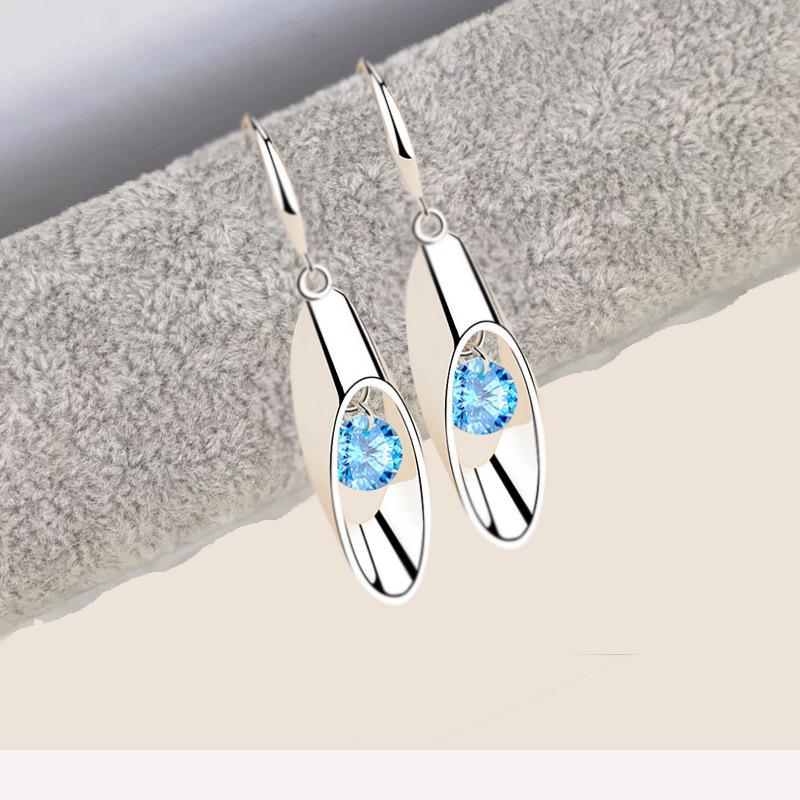 Korean Style Elegant Pendant Earrings with Swing Crystal Stone for Women Simple Design Versatile Earrings Jewelry Gifts