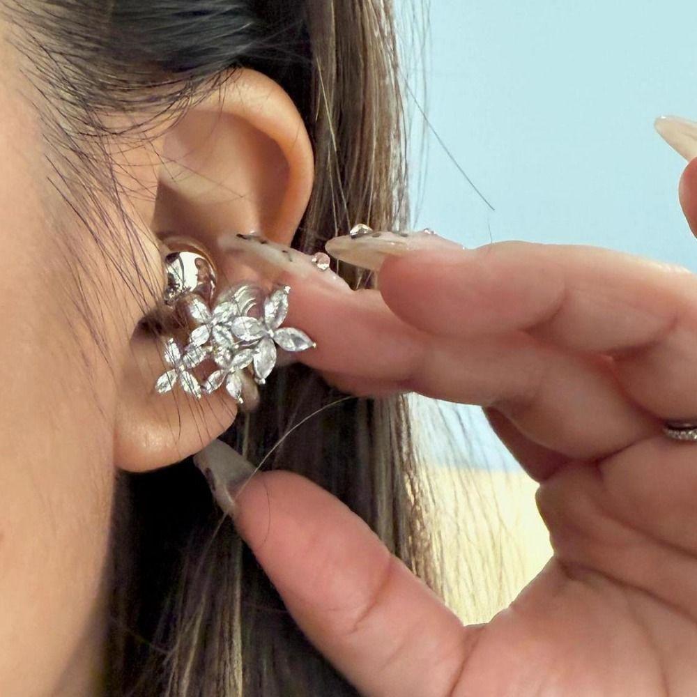 Earphone Charms Flash Rhinestone Ear-Clip Transparent Wings Ear Clip Butterfly Earrings  Women