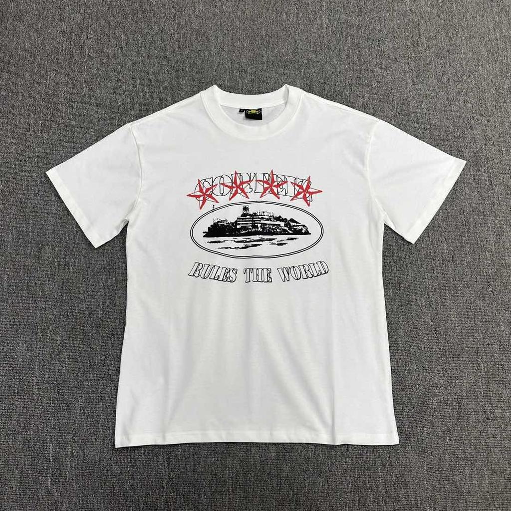 ZYLLO Amerikanische High Street Liebesbrief-Print Kurzarm Locker Lässig Retro Paar T-Shirt Trendiges Herren Rundhals Oberteil
