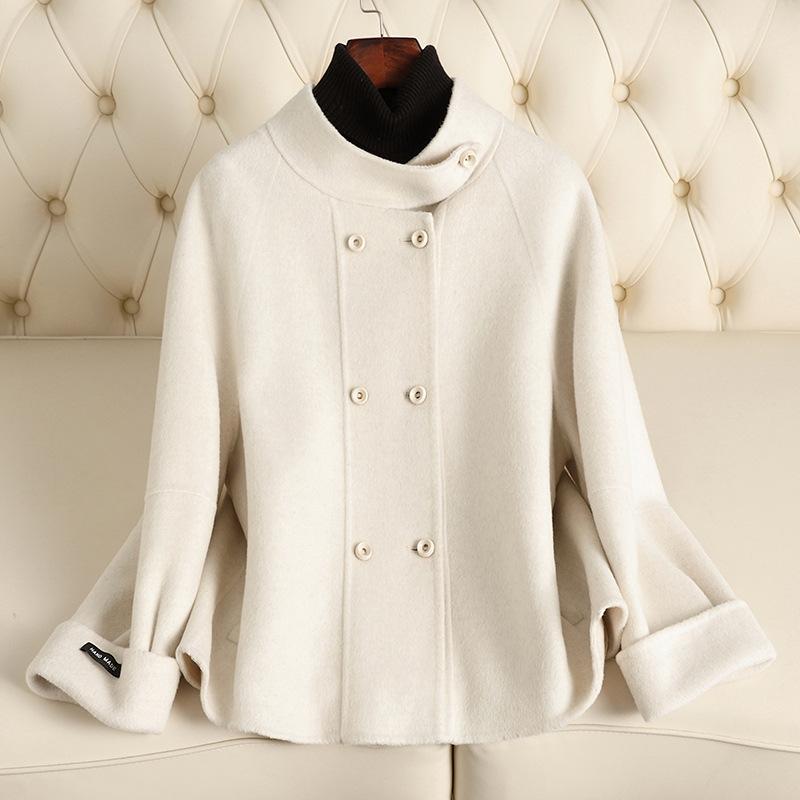 

Double-sided cashmere coat women s autumn new high-end temperament camel wool small woolen coat S бежевий