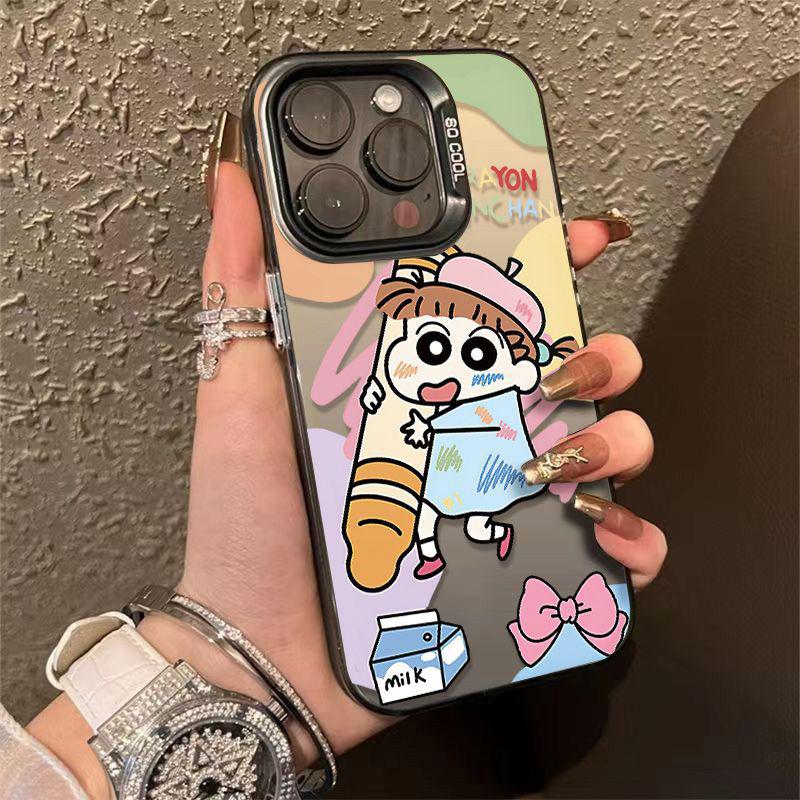 Applicable to Apple 11/11 colored silver mobile phone case Huawei OPPO Xiaomi vivo new fun crayon Xiaokui anti-drop