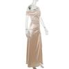 Prom Dress for Women Off Shoulder Satin Evening Party Formal Gown High Slit Cocktail Wedding Guest Maxi Dress