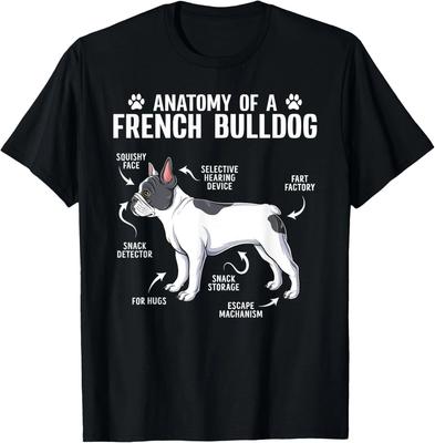 Anatomie Eines Französischen Bulldoggen Lustiger Frenchie Hund Welpenliebhaber Geschenk Unisex T-Shirt