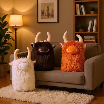 Scottish Highland Cattle Plush Yak Doll Home Decoration Ornament.