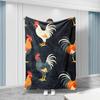 Chicken-Themed Flannel Blanket - Soft, Breathable Polyester with Vibrant Rooster & Hen Design, Perfect for All Seasons,