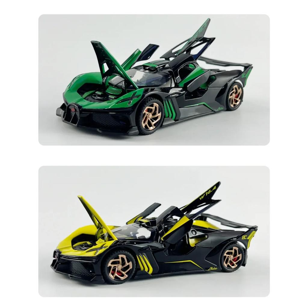 1/32 Bugatti Bolide Miniature GT Die Casting Model Car Metal Alloy Sound & Light Pull Back Children's Toy Car Birthday Gifts Boy