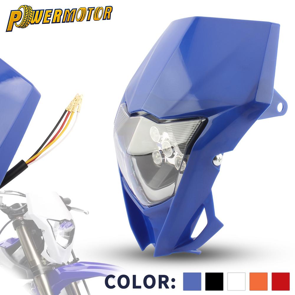 For Yamaha Motocross Headlight Accessories For WR250F WR450F YZ250F YZ450F WR YZ 250F 450F Motorcycle LED Headlamp High Low Beam