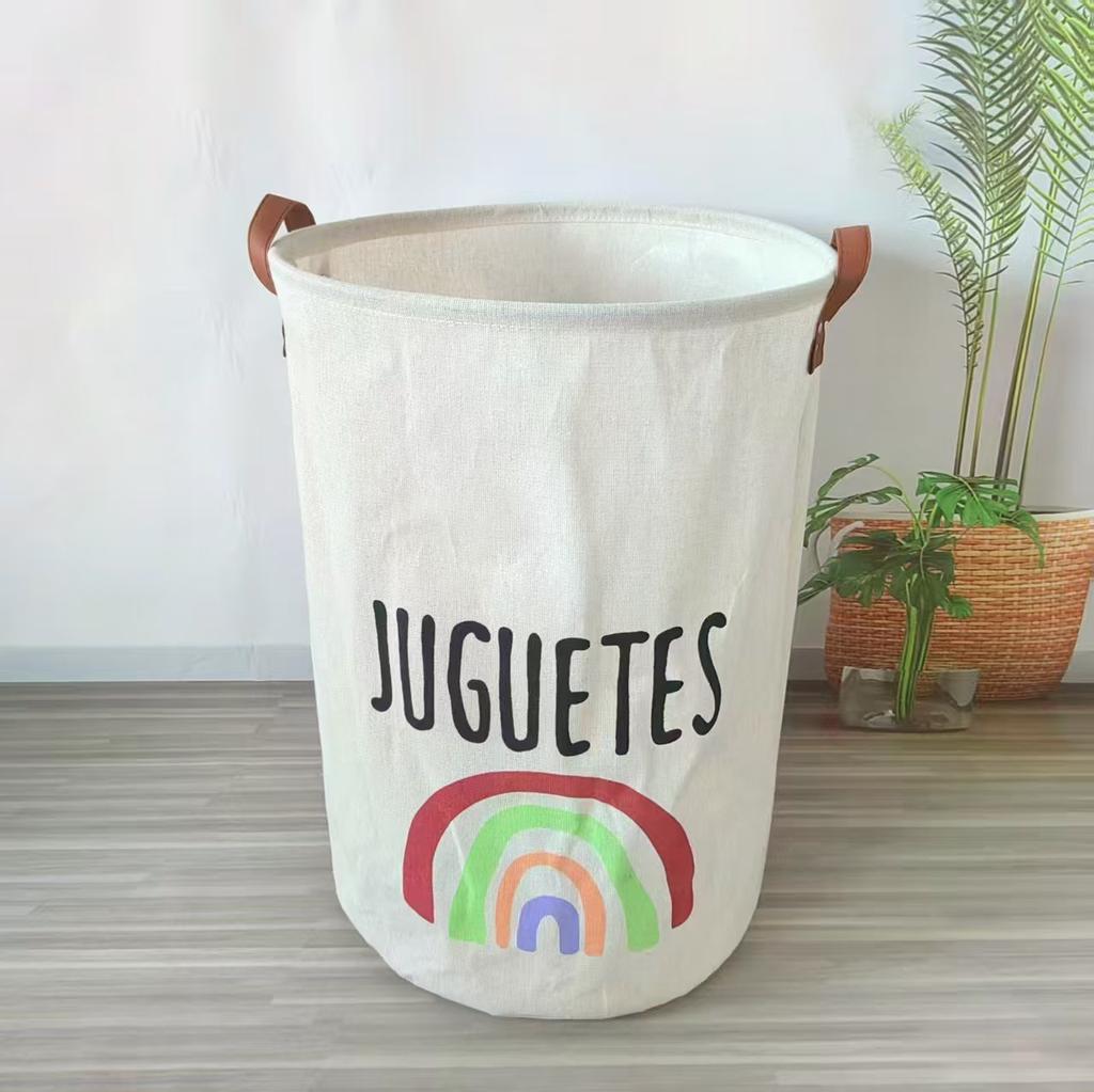 Große Kapazität Babyartikelkorb Windel-Caddy-Organizer Faltbar Cartoon-bedruckter Schmutzwäscheeimer Spielzeug-Aufbewahrungskorb