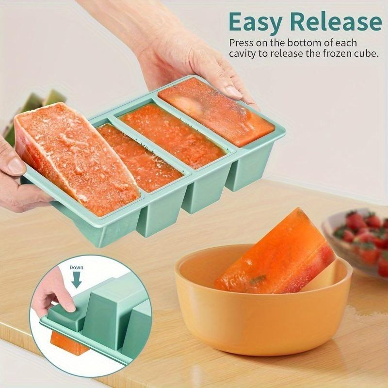 1pc Silicone Freezer Tray with Lid Durable Kitchen Storage Container for Soup BrothSauces Stackable Prep Freezing HomeDaily Use