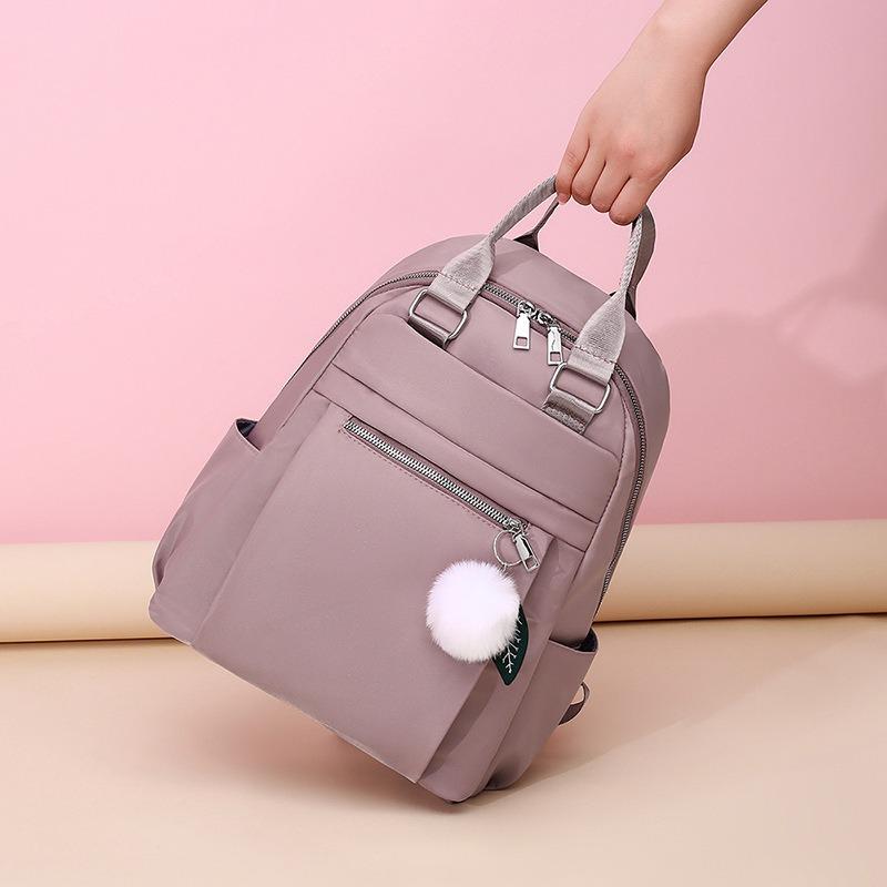 Women's Bag New Oxford Cloth Backpack Fashionable Solid Color Simple Schoolbag Large Capacity Stream Leisure Travel Bag