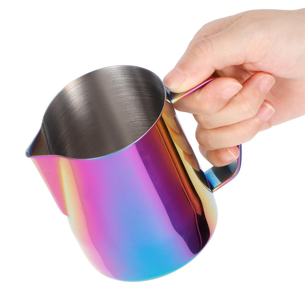 Coffee Cup 304 Stainless Steel Milk Frothing Pitcher Mug with Handle for Latte ArtColorful Purple 600ml
