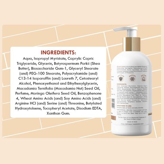 The Skin Story Vitamin E Body Lotion | 24Hrs Long Lasting Moisture and Nourishing | Shea Butter, Moringa, & Vitamin E | UV Protection | 280ml