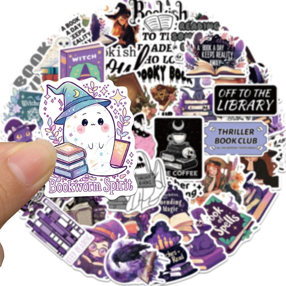 50PCS Purple Pack Bookish Stickers for Notebook Luggage Skateboard Decoration Graffiti Decals Cool Decals
