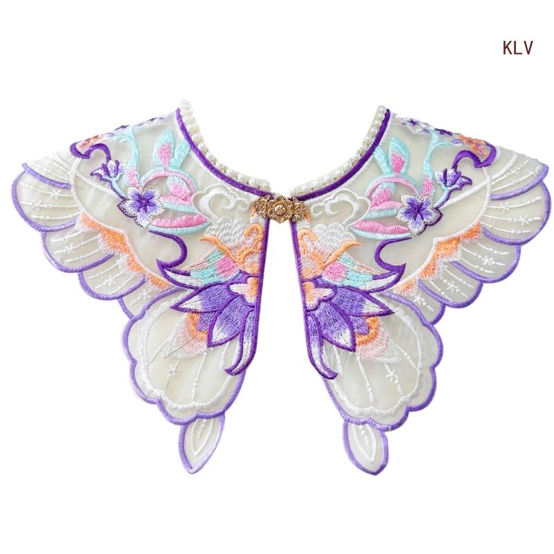 

Вышитое кружево, цветочный узор, ложный воротник с жемчужными бусинами, универсальный съемный воротник, воротник для свитера, рубашки для женщин