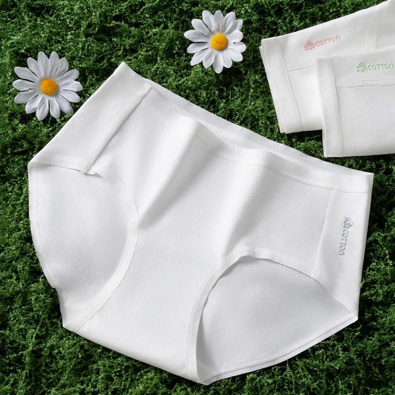 5Pcs/Set Cotton Women Panties Sexy Underwear White Girls Briefs Solid Soft Panty Breathable Underpants Mid Waist Female Lingerie