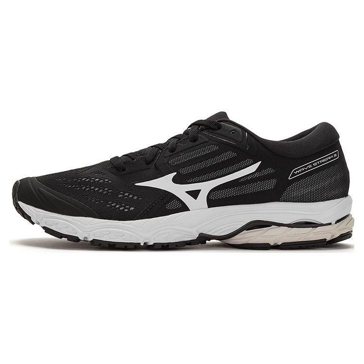 Mizuno Stream 2 Wave Round Toe Lace-Up Mesh Slip-Resistant Durable Breathable Low-Top Casual Running Shoes Women Sneaker Black White J1GD211911