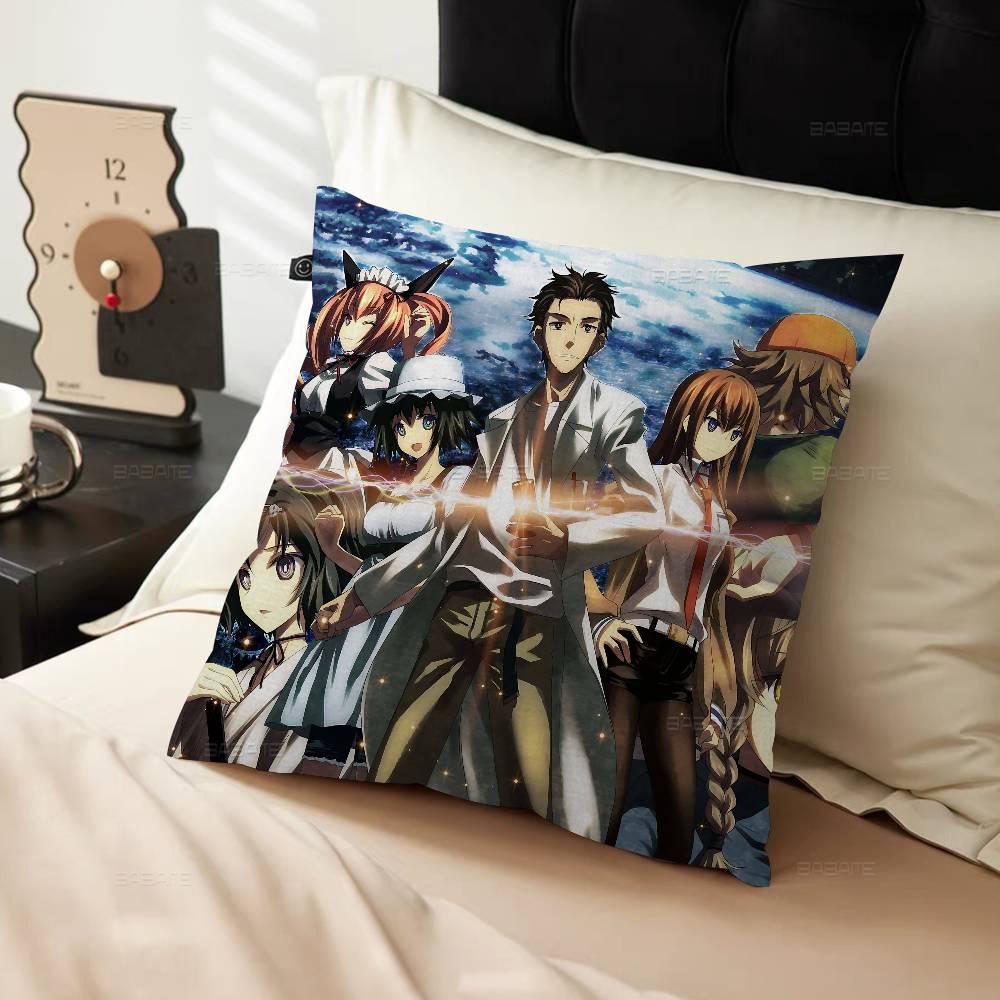 Anime Steins Gate Cushion Cover Car Throw Pillow Case For Sofa Car Christmas Gift 40X40Cm 45X45Cm