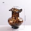 Leopard Glass Vase Decorative Flowers Pots Desk Decoration Flower Arrangement Small Caliber Floral Vases Room Aesthetic Decor