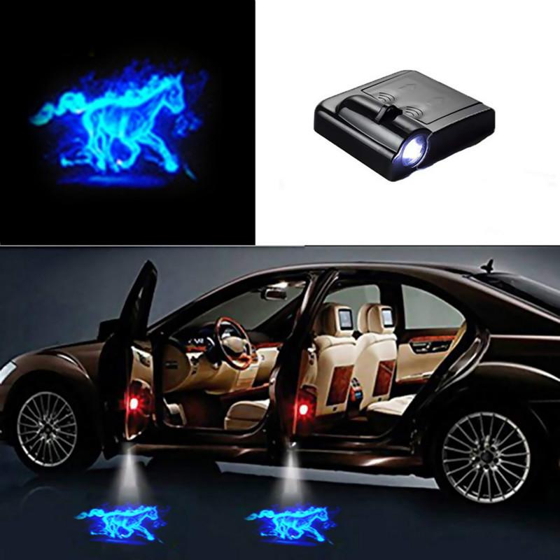 2pcs General Wireless LED Sunshade Projector Courtesy Step Lamp Car Welcome Lamp Laser Sign Lamp Set 2pcs