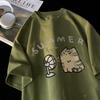 Korean Fashion Street Creative Blow Fan Cat Printing Tshirt for Women Summer Comfortable Short Sleeve Graphic Couple Clothes