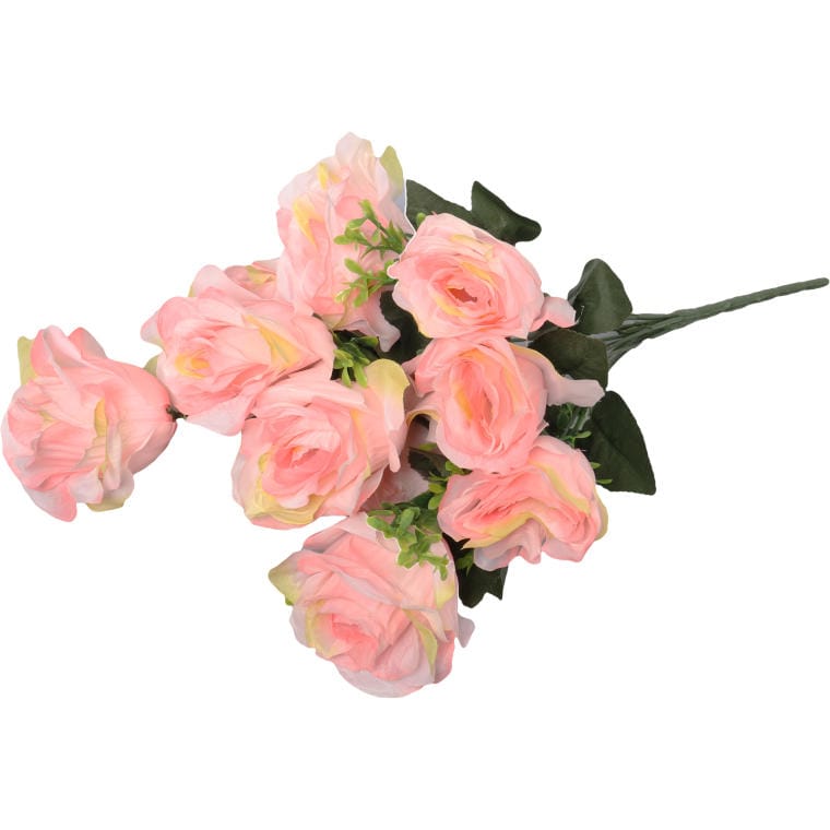 A Bouquet of 8 Roses with the Addition of Light Pink Boxwood