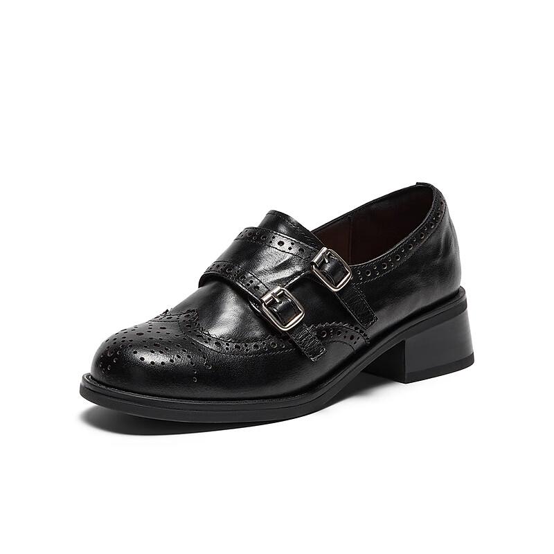 Bata Women s Retro Brogue Leather Chunky Heel Loafers Women EU 39