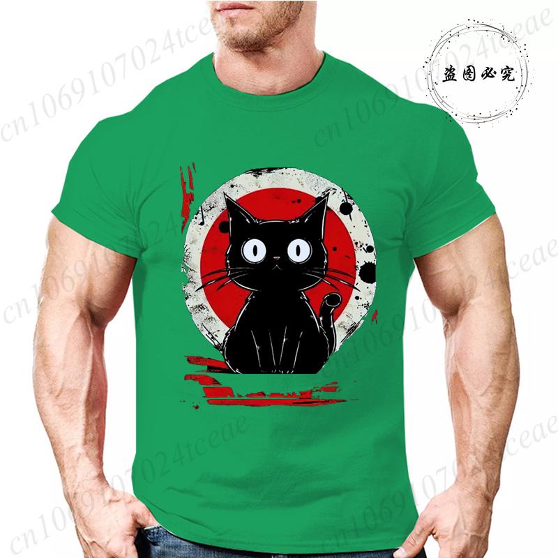 Kawaii Cat Japanese Black Anime Cat Men's T Shirt Tee T-Shirt Kawaii Clothes Shirts for Women Tops Graphic T Shirts Camisetas