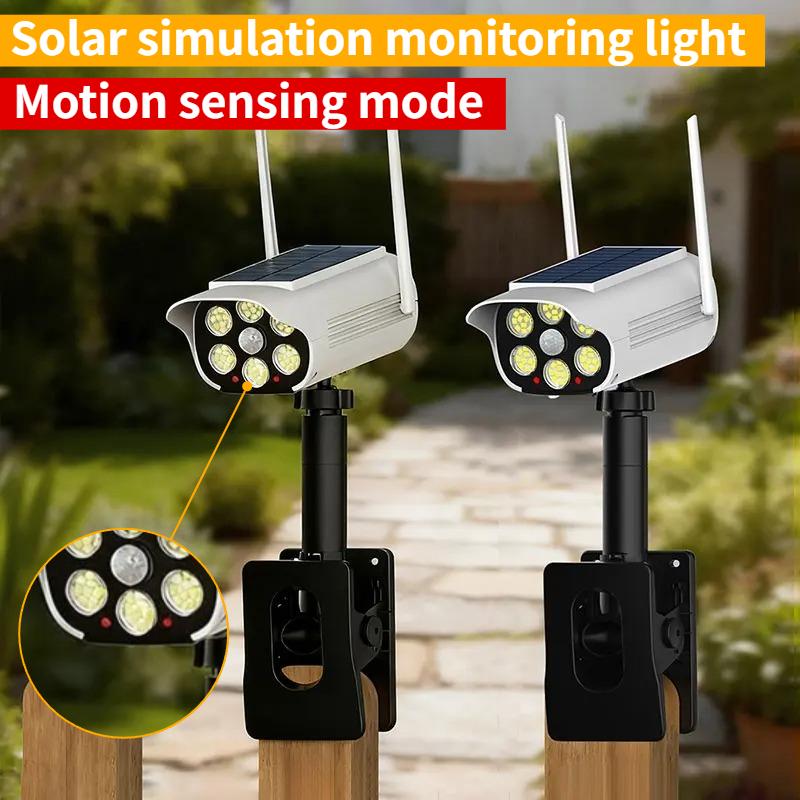 Solar Powered Virtual Camera Safety Light, Two-way Fixture, Multi Style Motion Sensor Waterproof Fence Outdoor Platform Floodlight