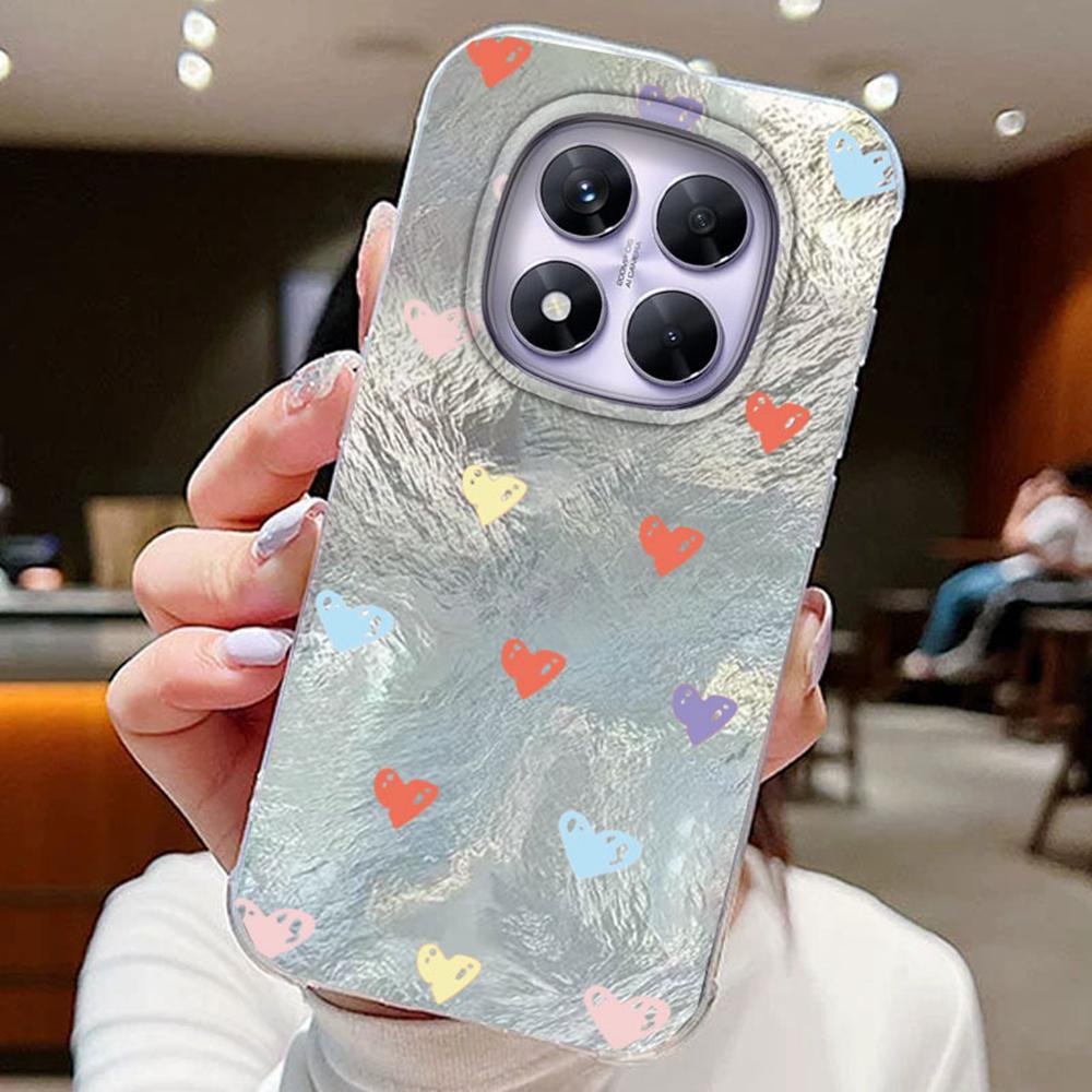 Kolorowy Gradient Biały Motyl Leopard Love Print Etui na Telefon Xiaomi Redmi Note 14 Pro 5G Pokrowiec Miękki Silikonowy Bumper Twardy PC Tylny Pokrowiec