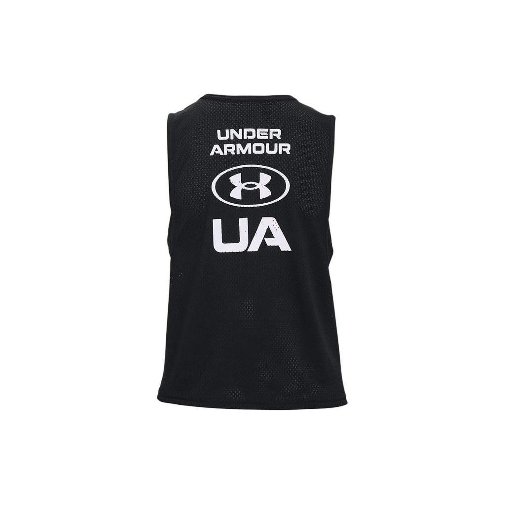 Under Armour HG Round Neck Printed Letter Sleeveless Vest Women Tops Black 1360835-001