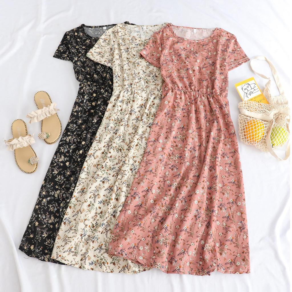 Elegant Mid-Length Short-Sleeved Dress for Middle-Aged and Elderly Women - Fashionable and Age-Reducing