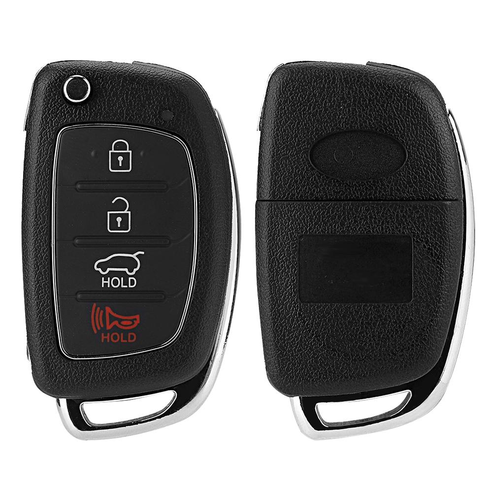 Flip 4 Button Remote Key Fob Case Shell Cover Fit For Hyundai Santa Fe (ix45) 2013 2014