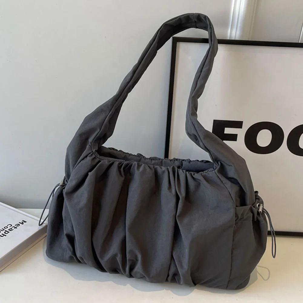 Women Padded Underarm Bag Large Capacity Cloud Pleated Shoulder Bag Top Handle Bag Solid Color Multi-pockets for Party Vacation