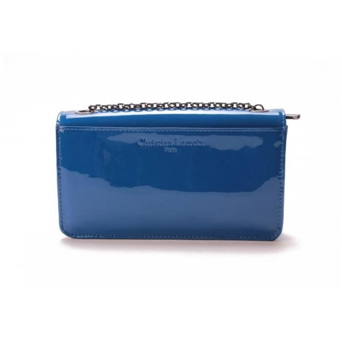 Sac bandoulière - CHRISTIAN LACROIX - Jonc Stud 10 - Bleu Royal - 100% PU - Fermeture à pression