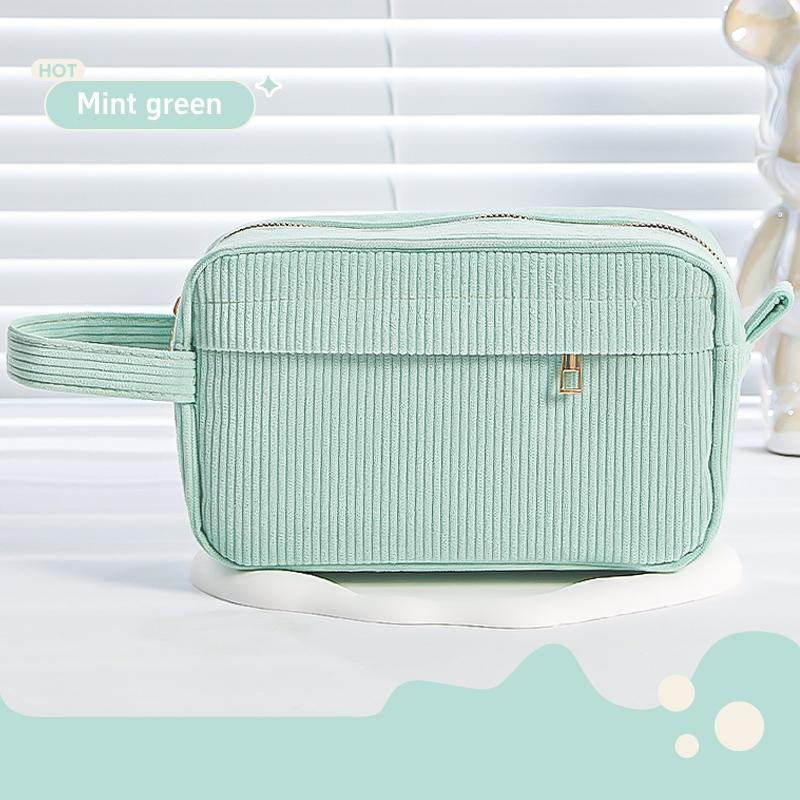 

Кремовый вельветовый пенал большой вместимости квадратной формы, чехол-косметичка для офисных и школьных принадлежностей