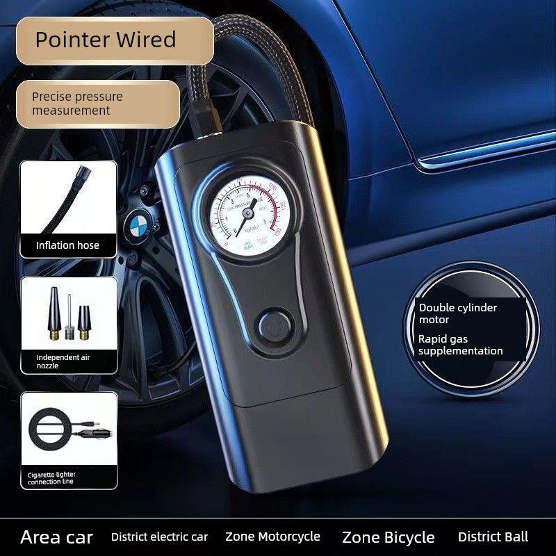

Intelligent Digital Display Wireless Convenient Vehicle Air Pump Tire Air Pump Car Charging Electric Car High Pressure Tire Pump Wired Mechanical Pointer Car Charger, 12V, Black