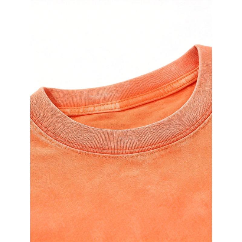 Men's Oversized Washed Gray T-Shirt Vintage Crew Neck Short Sleeve Casual Basic Top