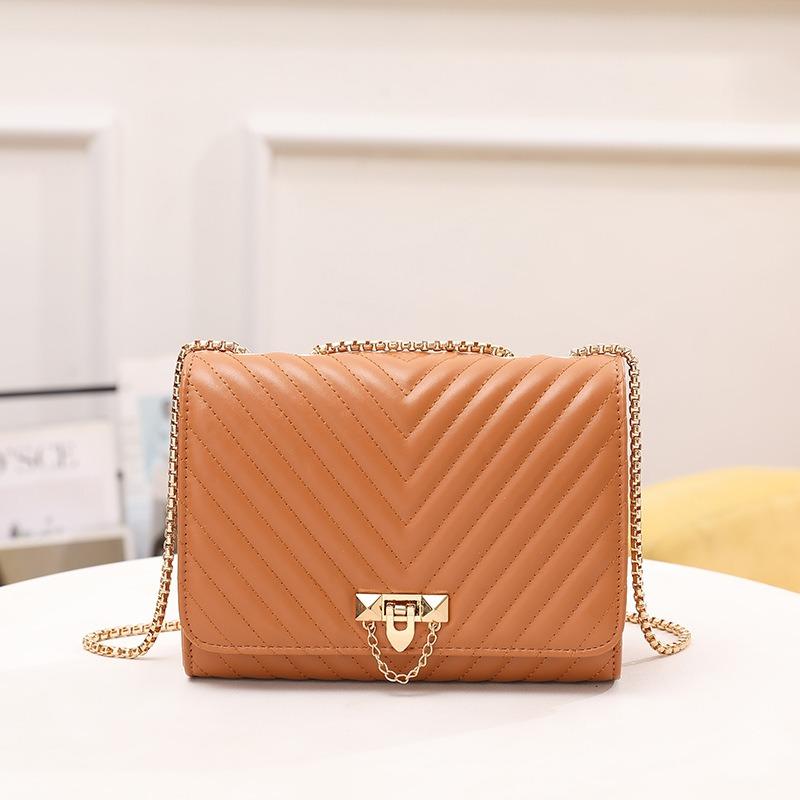 Women's bag new fashion simple small bag women's fashion trendy chain oblique span small square bag embroidery thread shoulder women's bag